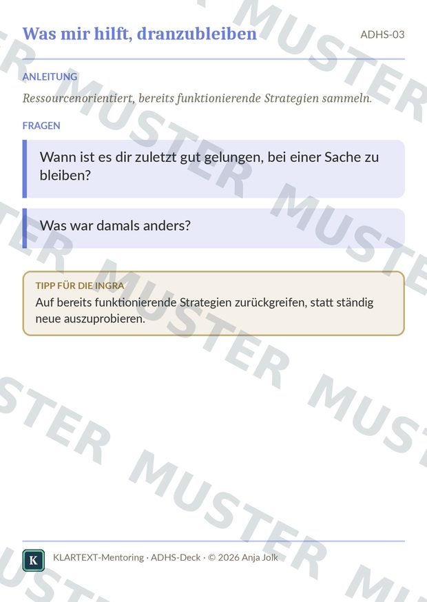 Beispielkarte ADHS · Impulskarten für Kinder mit ADHS