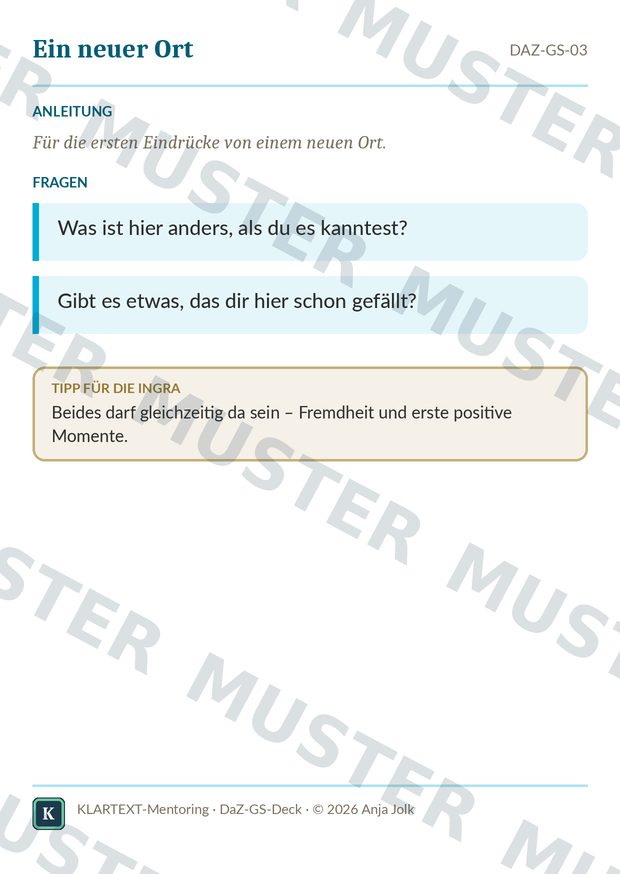 Beispielkarte DaZ-GS · Impulskarten Deutsch als Zweitsprache Grundschule