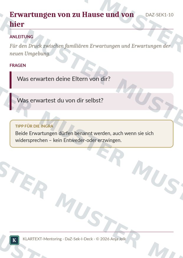 Beispielkarte DaZ-Sek I · Impulskarten Deutsch als Zweitsprache Sekundarstufe I