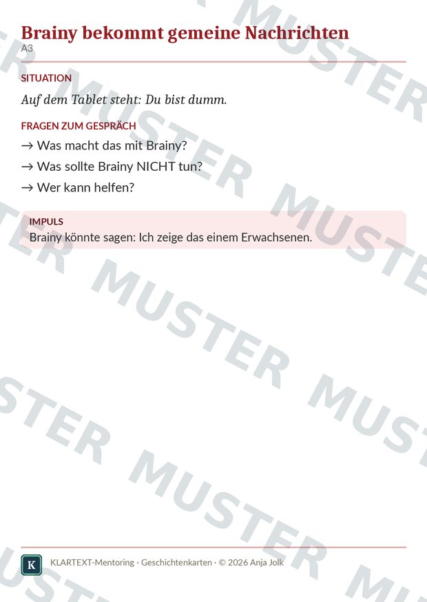 Beispielkarte GK · Geschichtenkarten mit Brainy