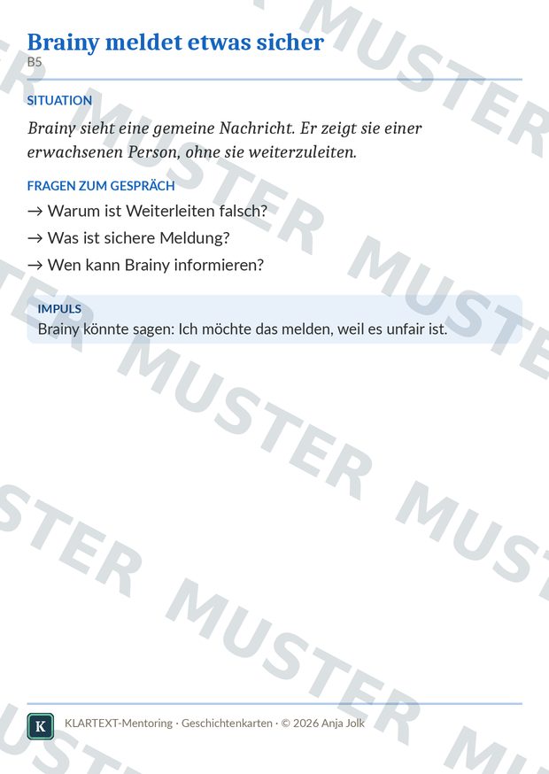 Beispielkarte GK · Geschichtenkarten mit Brainy