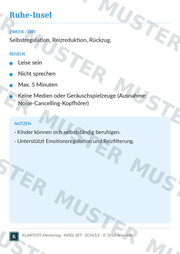 Beispielkarte IS · Insel-Set – Raumzonen für Schule & Zuhause