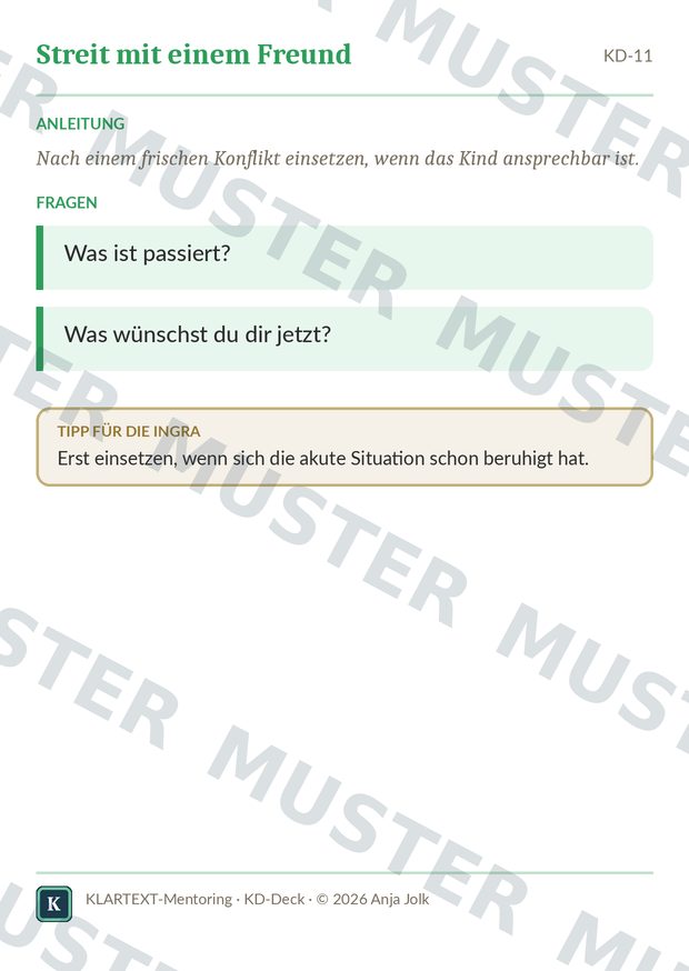 Beispielkarte KD · Coaching-Impulskarten für Grundschulkinder
