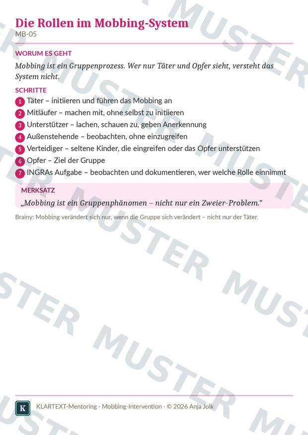 Beispielkarte MB · Mobbing-Interventionsdeck