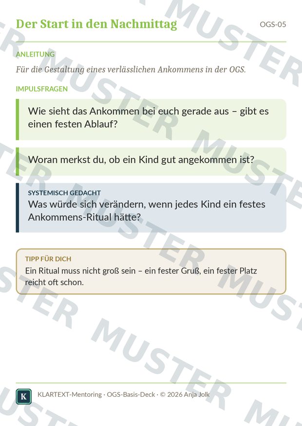 Beispielkarte OGS · Impulskarten Offene Ganztagsschule