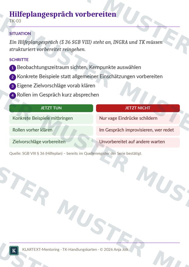 Beispielkarte TK · Handlungskarten Teamkoordination