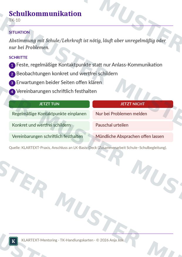 Beispielkarte TK · Handlungskarten Teamkoordination