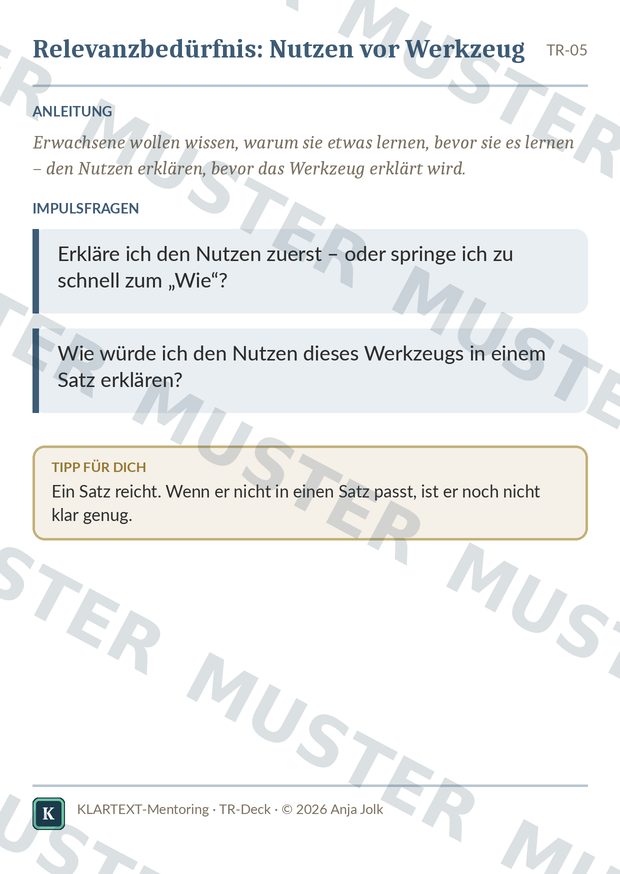 Beispielkarte TR · Trainer-Reflexionskarten